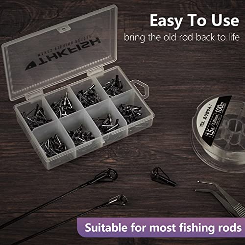 THKFISH Fishing Rod Tip Repair Kit Stainless Steel Ceramic Ring Guide | 6Sizes 30Pcs or 80Pcs THKFISH Rod Tip Repair Kit, Fishing Stainless Steel Ceramic Ring Guide Repair Replacemen - color: B-Black 80pcs