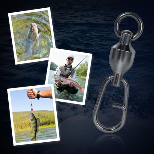 9KM DWLIFE Fishing Swivels & Snaps 25Pcs & Quick Change SnapsHigh Strength Snap Swivels Stainless Ball Bearing Fishing Swivels Freshwater/Freshwater - size: 1# A-25pcs