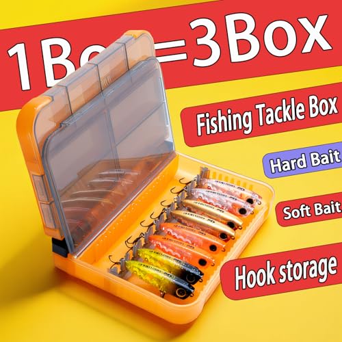 5 Pack Mini Plastic Tackle Boxes for Small Tackle Box Organizer, Ideal for Fishing Storage Containers, Kayak Fly Boxes Large - color: Orange Upgrade 5 pack