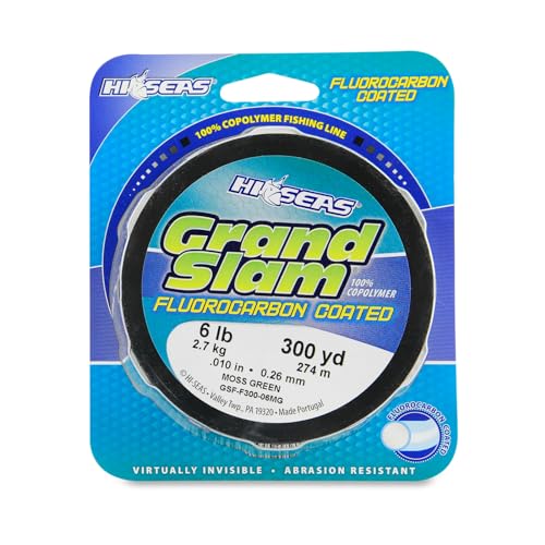HI-SEAS Grand Slam Fluorocarbon Coated Fishing Line - color: Moss Green, size: 6 lb / Filler Spool