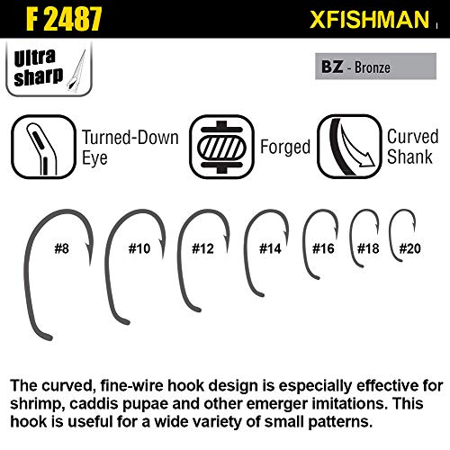 Fly-Hooks-for-Fly-Tying-Dry-Wet-Barbless-BL-Nymph-Flies Curved Czech Scud Fishing Hooks 10# ~16# Assortment Pack of 100-240 Hooks with Box - color: Fly Hooks F100&F2487 Qty 240