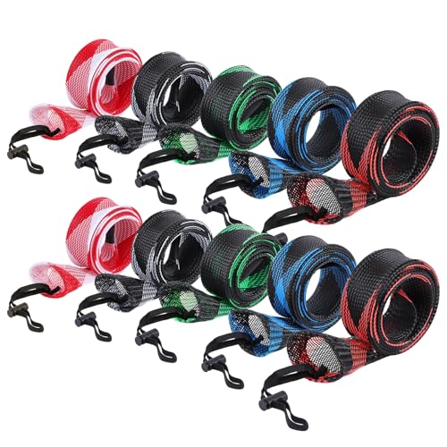 10 Pcs Fishing Rod Sleeves Socks with Lanyard, Fishing Pole Sleeves Rod Cover for Fly/Casting/Sea Fishing Rods