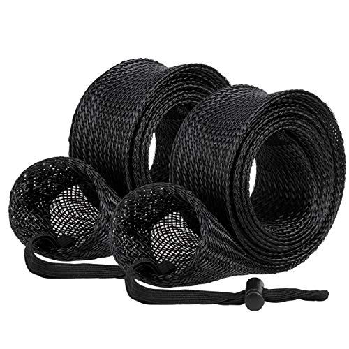 RUNCL Fishing Rod Sleeves & Reel Bags, Spinning/Casting Rod Socks & Spinning/Baitcasting Reel Covers - Protection Solution, Space Saver, Perfect Storage - Fishing Pole Sleeves & Reel Pouch (2 Pack) - color: Casting Rod Sleeves*2pcs,(Black)