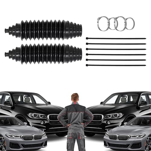 Steering Rack and Pinion Boot Kit, Universal Silicone Bellow Steering Rack Guide Kit with 6 Cable Ties & 4 Clamps, Auto Inner Tie Rod Boot 103-3070 Bellow Car Boots Accessories(Black） - color: Black