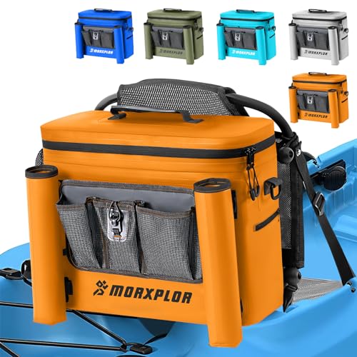MORXPLOR Kayak Cooler,Waterproof Kayak Seat Back Cooler for Kayaking,Kayak Accessories Cooler Bag,Protable Ice Chest,Beach Cooler,Travel Cooler for Camping or Lunch Bag - color: Orange