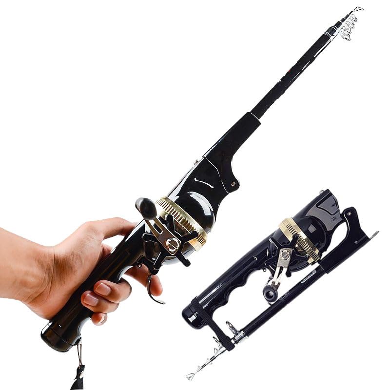 Mini Fishing Rod and Pocket Fishing Rod & Reel Combo - Collapsible Telescopic Ultra-Compact Foldable Design, 6x5.5x1.62 Inch Portable Outdoor Gear for Travel, Hiking, Backpacking