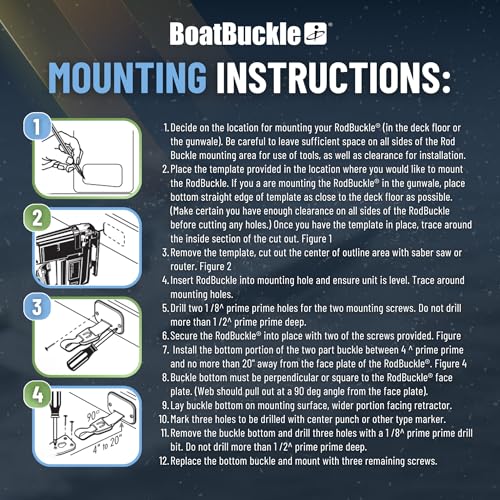 BoatBuckle Gunwale/Deck Mount Retractable Rod Tie-Down, 24-Inch Self-Retracting Fishing Rod Holder for Boats - size: 24-Inch (2-Count)
