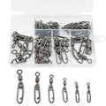 9KM DWLIFE Fishing Speed Clips 50Pcs Quick Change Fishing Swivels & Snaps Fishing Speed Clips Barrel Swivels Fishing Tackle Saltwater Fishing - size: SET(4#-3/0#)