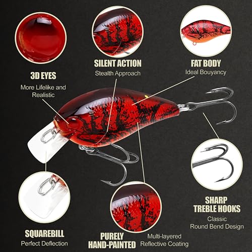 LUCKY CRAFT LC 1.5 Silent Squarebill Crankbait Fishing Lure, 2-3/8", Bass Fishing Lures for Freshwater, Hard Crankbait with Treble Fishing Hooks, Fishing Accessories - color: 137 Craw