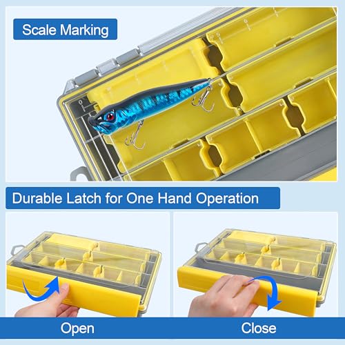 Waterproof Fishing Tackle Box, XC49/XC50 Deep Tackle Trays Fishing Plastic Box Organizer with Adjustable Dividers Transparent Fishing Gear & Accessories Storage Box for Saltwater Freshwater Fishing - style: XC-50 (10.83"x7.19"x7.15")-1pc
