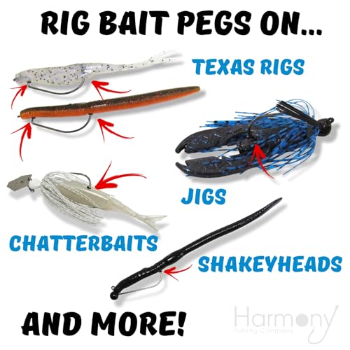 Bait Pegs (100 Pack) - Rubber pegs for Pegging Soft Plastic Fishing Lures to Hooks, jigs, chatterbaits, etc [Select Size] - size: Size-1