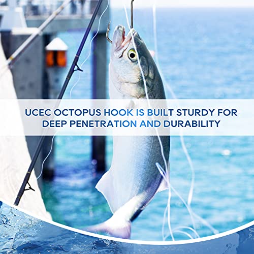 UCEC Fishing Hooks Octopus Hooks for Saltwater Freshwater High Carbon Steel Offset Circle Octopus Catfish Hooks for Catfish Trout Fishing Size 1/0 3/0 5/0, 50pcs/Box - size: 3/0