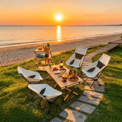 Wind Tour Portable Camping Chair Lightweight Foldable Outdoor Chair for Hiking Camp Backpacking Lawn Beach Fishing Picnic with Carry Bag (White-2) - color: White-2