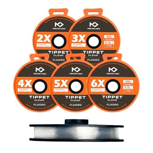 Fly Fishing Tippet Leaders Line with Holder and Silicone Tenders 32/55 Yard Spools, 2X-6X Tippets Clear - color: Fluorocarbon Tippet Line, size: 2X+3X+4X+5X+6X-30M-32Yds