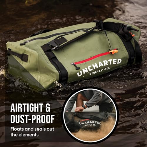 Uncharted Supply Co. The Vault Waterproof Duffel Bag - Airtight bag with Backpack Straps, Carry-On Size, Perfect for travel, boating, camping, recreation. (Black, 65L) - color: Black, size: 65L
