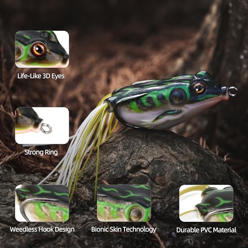 Soft Frog Lures, Topwater Swimbaits for Bass Fishing, Realistic PVC Design, Weedless Hooks, Perfect for Freshwater & Saltwater, Effective Fishing Lures for Pike & Snakehead - style: 5pcs-style B