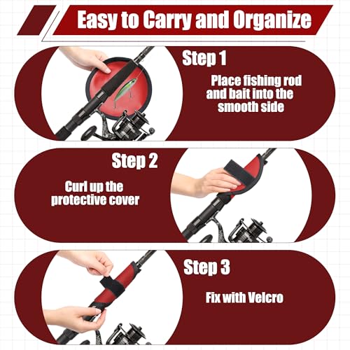 8Pcs Fishing Covers, Red Fishing Rod Sleeve and Hook Covers for Rod to Protect Fishermen from Sharp Fish Hooks Wrap