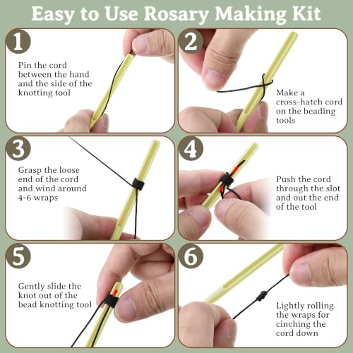 Dunkive 2 Pack Rosary Cord Knotting Tool, #7#9 and #36 Dual Head Twine Knotting Tool, Rosary Making Supplies, Beads Tying Kit, Beading Cord Kit for Jewelry, Fishing Hook, Bracelet(Yellow) - color: Yellow