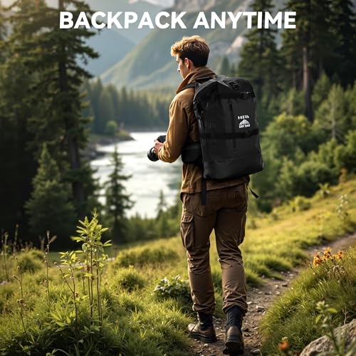 HEETA Dry Bags Waterproof Backpack 40L for Men & Women, Roll Top Heavy Duty Cushioned Hiking Backpack for Kayaking Boating Paddle Boarding Fishing Travel Camping Beach Vacation Cruise Ship Essentials - color: Black