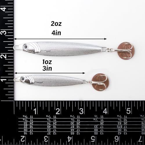 Dr.Fish Fishing Jigs Jigging Spoon Saltwater Fishing Lure Casting Metal Spoon Surf Fishing Mackerel Striper Lures Stinger Bluefish Vertical Diamond Jig - color: Silver, size: 2oz-3 Pieces