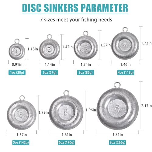 Disc Sinkers Fishing Weights Coin Sinkers Saltwater Surf Fishing Weights Bottom Fishing Drifting Trolling Catfishing Fishing Sinkers Weights Saltwater Tackle 1oz 2oz 3oz 4oz 5oz 6oz 8oz - style: 8oz-4pcs