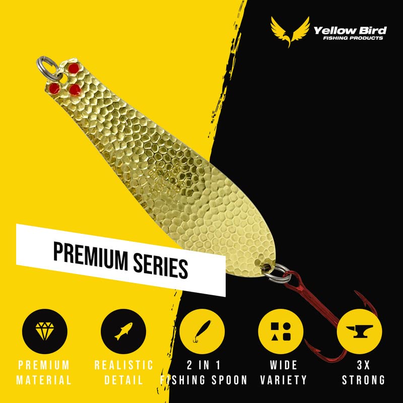 Doctor Spoons Fishing Lures Series - Made in USA - Saltwater & Freshwater - Eagle Claw Hook - Walleye, Bass, Northern, Pike, Salmon, Trout, Striper - Casting, Jigging, Trolling, 3 Pack - color: Hammered Gold, size: 1 7/8" | 1/4 oz