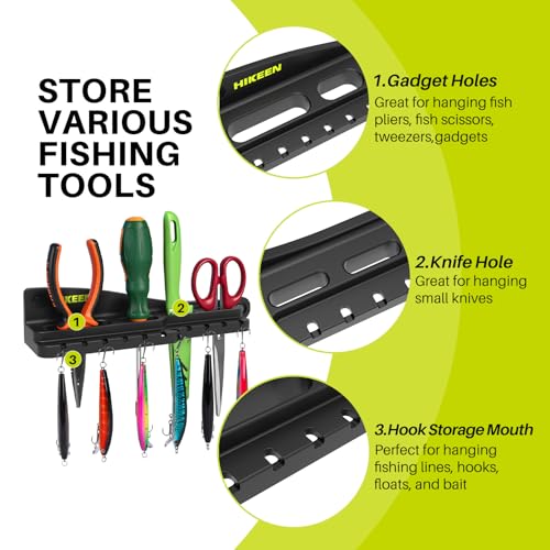 Hikeen Fishing Tool Holder for Boat, Fishing Hook, Pliers, Knives, Lures Organizer for Boat, Screw Mount Marine Tackle Rack Holder