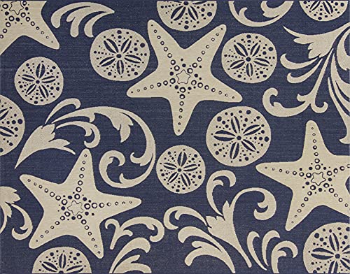 Gertmenian Indoor/Outdoor Flatweave Area Rug - 8x10 Large, Stain & UV Resistant, Ideal For Deck, Patio, Poolside, Mudroom - Party Starfish Sand Dollar, Navy Blue Sand, 22297 - color: Party Starfish Sand Dollar Navy Blue Tan, size: 7'10" x 10' (Rectangular