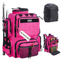 Goture Fishing Backpack,900D Water-Resistant Tackle Backpack with Rod Holders,45L Large Fishing Bag Storage Gear Tackle Bag with Rain Cover,Bottle Holder for Travel Camping Hiking(Without Tackle Box) - color: 45L Pink with Bottle Holder