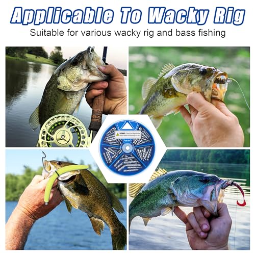 Fishing Nail Weights Kit, 70pcs Wacky Worm Weights Insert Sinkers Fishing Weights Tackle for Plastic Worms Lures Nail Sinker Weights for Wacky Rig Neko Rig Bass Fishing 4 Sizes