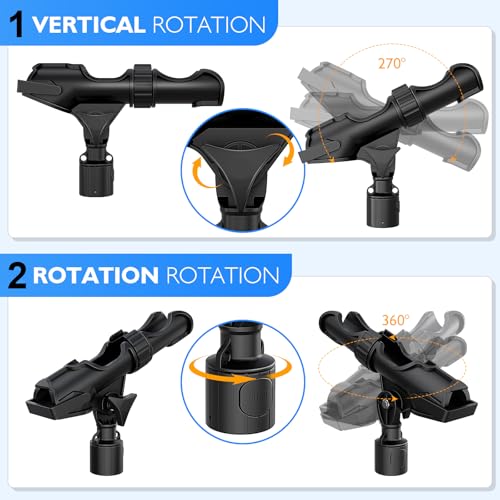 2 Pack Kayak Fishing Rod Holders - Large Size, Adjustable, Durable, Secure Track Mount for Kayak Canoe Anglers, Kayak Accessories