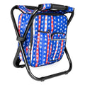 Kikerike Backpack Stool Cooler Chair Heavy Duty 300 LBS Max Load Portable Lightweight Stool Backpack Folding Fishing Cooler Seat for Camping Hunting Fishing - American Flag - color: American Flag