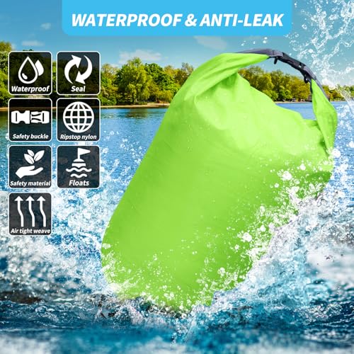 Dry Bag Set, Waterproof Small Lightweight Dry Bags for Paddle Board Kayaking, Fishing, Camping(Green, 70L 2Pack) - color: Green, size: 70L 2Pack