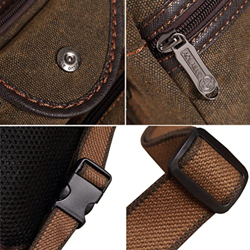 Canvas Drop Leg Bag Hiking Waist Pack for Men Outdoor Travel Sports Tactical Climbing Fishing Cycling Fanny Pouch Packet Casual Camping Sling Daypack, Brown - color: #02Brown