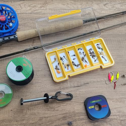 Aventik Waterproof Fly Fishing Boxes Super Slim Transparent Plastic Easy Grip Foams Multi Magnetic Compartments Fishing Tackle Storage Trags Orange 7.36"X4.02"X0.63" (H046-6C) - style: H046-6C
