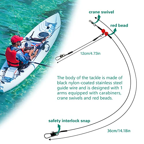YOTO Fishing Leaders,Stainless Steel Tackle Rig with Tackle Lure Swivels Snaps, Saltwater rig Wire Leader Fishing Leader Wire Bottom rigs for Saltwater - color: Black Fishing Leaders, style: 1arm-24pcs