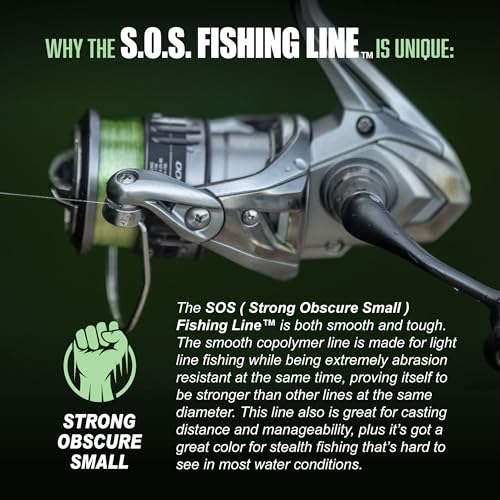 Trout Magnet Trout S.O.S. Fishing Line - 2lb Test, 350 Yard Spool, .16mm Diameter - The Strongest Light Invisible Fishing Line - Made in the USA with Smooth Copolymer for Kink-Free Tangle-Free Fishing