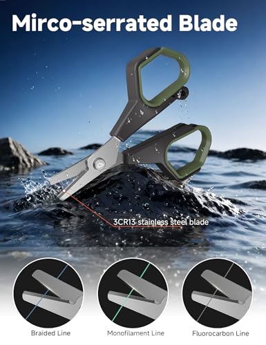 3.9" Fishing Scissors,Stainless Steel Fishing Line Cutter for Fishing Braided Line,Non-Slip Grip Small Fishing Scissors for Saltwater - color: Green