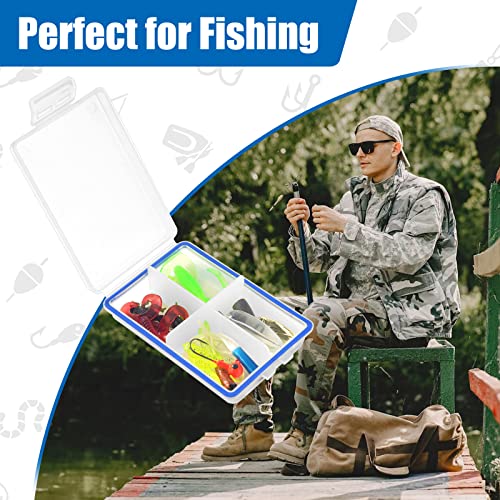 4 Pcs Mini Waterproof Tackle Organizer - Small Fly Fishing Box with Dividers for Hooks, Flies, Beads & Lures - size: 4in(L)×2.5in(W)×1in(H)