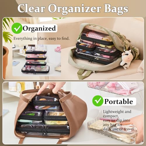 4 pcs Clear Zipper Pouches,Hard Shell Zipper Case, Toiletry Bag for Travel, CLear Diaper Bag, Toiletry Pouch, Travel Organizer, Cosmetic Bag,Toy Storage Bins (M+3S)(Black) - color: Black, size: M+3S