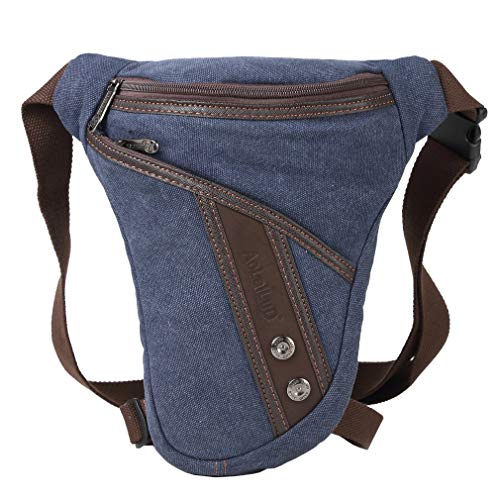 Canvas Drop Leg Bag Outdoor Waist Pack for Men Women Tactical Military Motorcycle Bike Cycling Multi-Pocket Waist Fanny Pouch Travel Hiking Climbing Thigh Bag Pocket - color: #25Deep Blue, size: 8.2"x1.5"x11.4"
