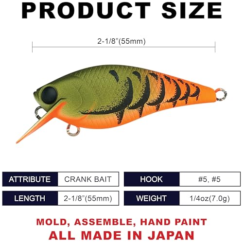 LUCKY CRAFT Fat CB BDS Magic 1.2, Crank Action Perfect Wobbling Freshwater Lake Bass Fishing Champion Bait - color: 512 All OT Moss Craw