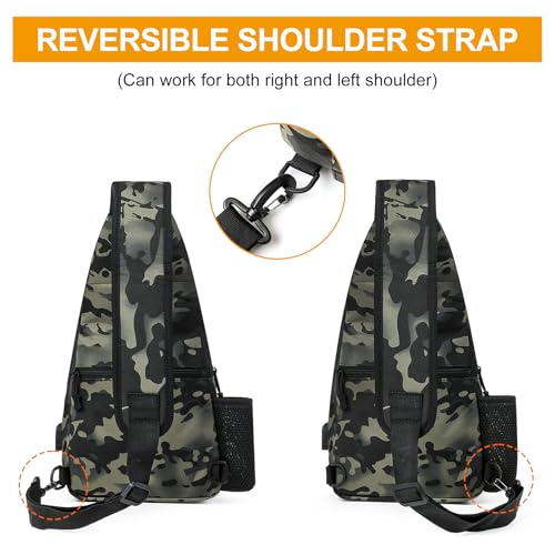 HUNTVP Tactical Sling Bag Crossbody Bag for Men Women EDC Shoulder Bags Molle Sling Backpack Chest Pack for Hiking Hunting Travelling Camping (Type3-Camo) - color: Type3-camo