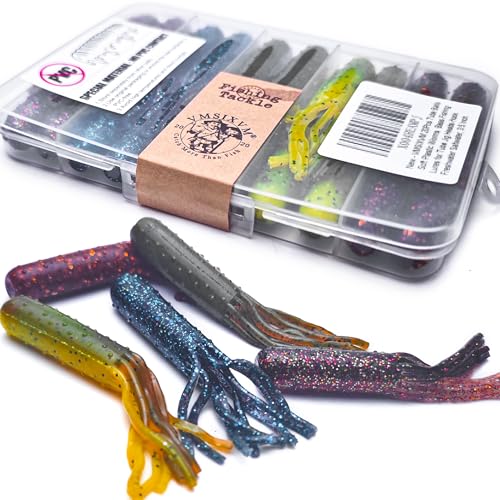 20Pcs Tube Baits Soft Plastic Worms Bass Fishing Lures for Tube Jig Heads Hook Freshwater Saltwater, 3.5 Inch - color: 20 Pcs-5 Color-Molting Craw, Black Blue, Pumpkin Seed, Ultimate Craw, Browns