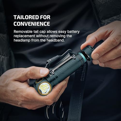 OLIGHT Perun 3 Rechargeable Headlamp Flashlight, 3000 Lumens LED Headlight with Red Light, Waterproof Head Lamp with Headband for Outdoor Camping, Hiking, Working (Dream Blue) - color: Dream Blue