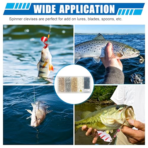 Shaddock Fishing Spinner Clevis Kit, Quick Change Spinner Easy Spin Clevis for Lure Making Spinnerbait Parts Crawler Harness Spinner Supplies Walleye Rig Accessories Freshwater Saltwater - color: Spinner Clevis Kit-420pcs