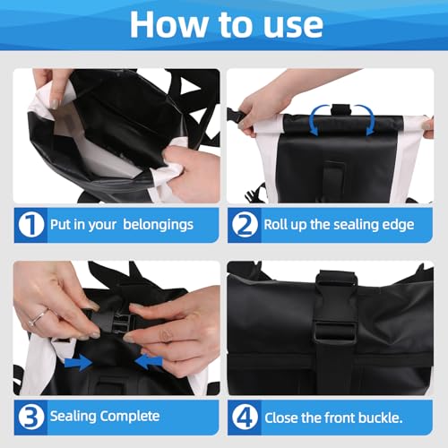 Waterproof Fanny Pack, Floating Dry Bag Pouch with Adjustable Waist Strap Large Capacity, Waterproof Waist Bag for Kayaking Boating Fishing Cycling Beach (Black)