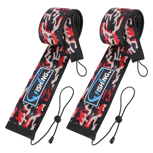 2Pcs Neoprene Fishing Rod Sleeve for Casting, Trolling, Spinning Rods – Lightproof & Puncture Resistant Rod Cover - color: Red Camo, size: 65" - 2Pcs