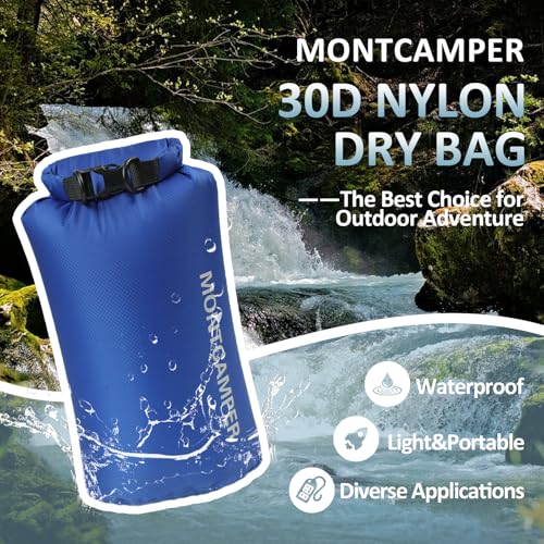 Waterproof Dry Bag 5L – 30D Nylon Roll Top Dry Sack with PU Coating, Lightweight Water-Resistant Storage for Kayaking, Camping, Hiking, Fishing & Beach (Blue) - color: Blue, size: 5L