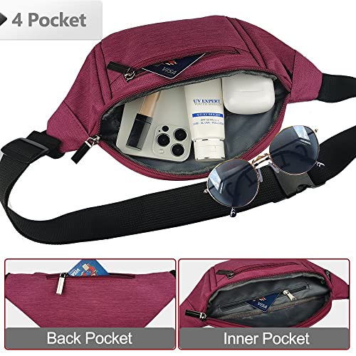 AIKENDO Crossbody Fanny Pack for Women Fashionable,Fashion Waist Bag Purse | Belt Bag for Travel Walking Running Hiking Cycling, Adjustable Lightweight Hip Pack, Easy Carry Any Phone,Wallet(Purple) - color: Purple